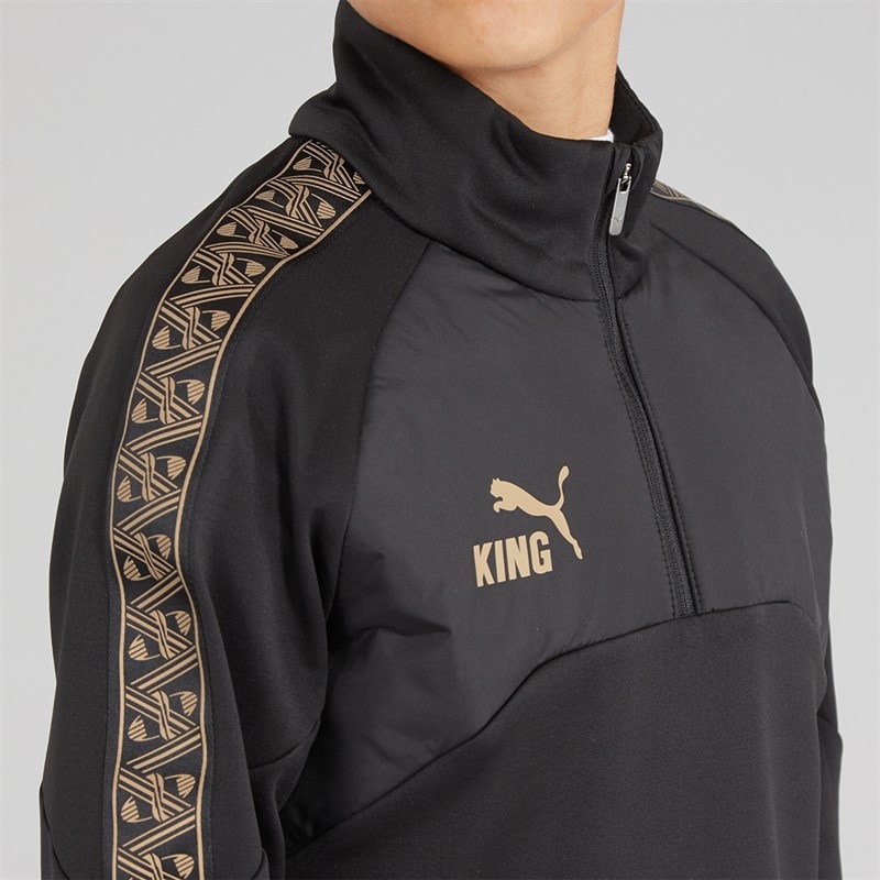Puma Junior Boys King Winter 1/4 Zip Training Top Black/Gold Puma Black/Puma Gold - Image 3