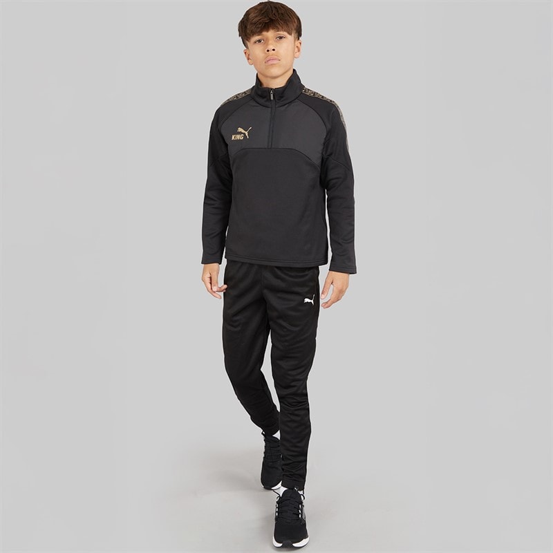 Puma Junior Boys King Winter 1/4 Zip Training Top Black/Gold Puma Black/Puma Gold - Image 4