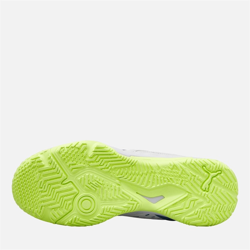 Puma Junior Boys Solarflash III Indoor Court Shoes Puma White Puma White/Blue Horizon - Image 2