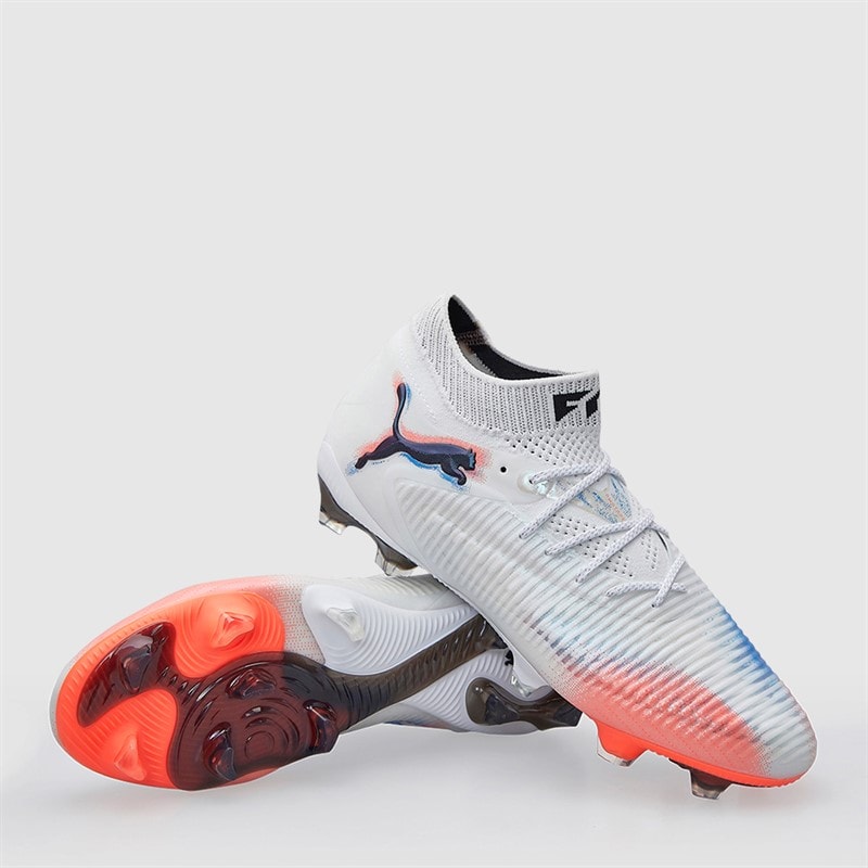 Puma Mens Future 8 Ultimate FG Firm Ground Football Boots White/Puma Black/Glowing Red - Image 1