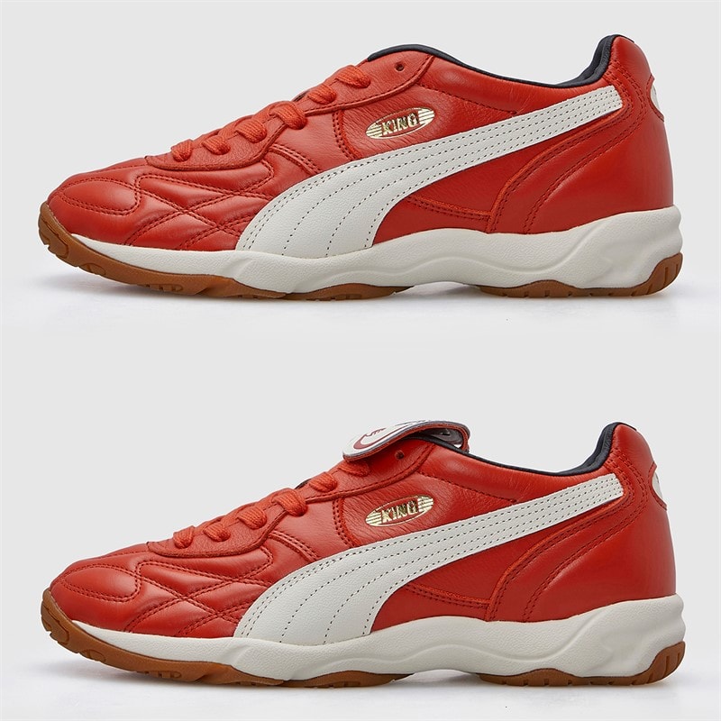 Puma Mens King Indoor Trainers Red Fire/Frosted Ivory - Image 2