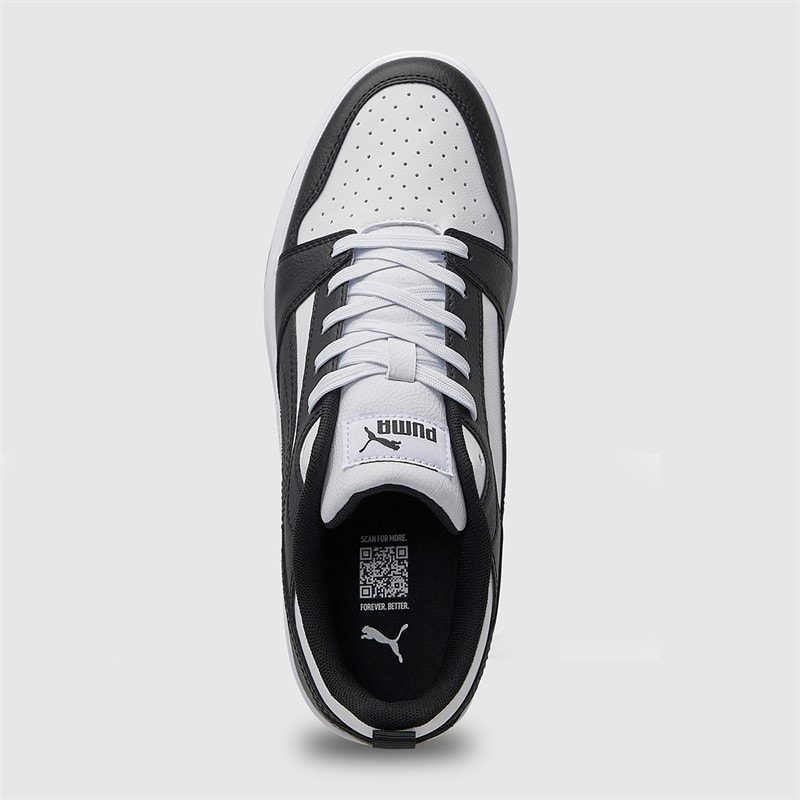 Puma Mens Rebound V6 Low Trainers Puma White/Puma Black/White - Image 4