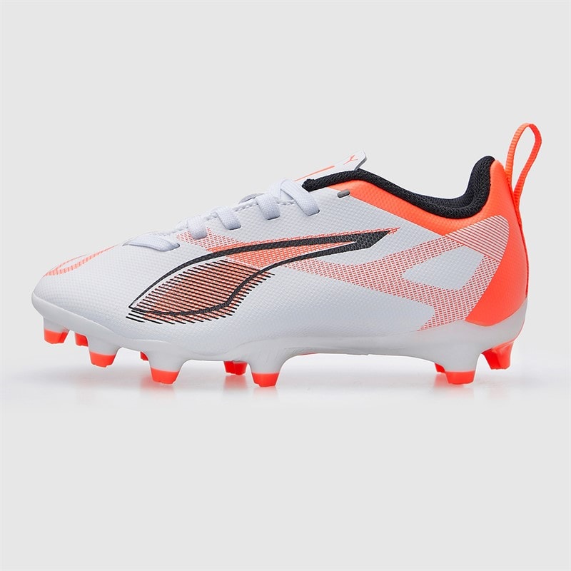 Puma Junior Boys Ultra 5 Play FG/AG Firm/Artificial Ground Football Boots White/Black/Glowing Red - Image 2
