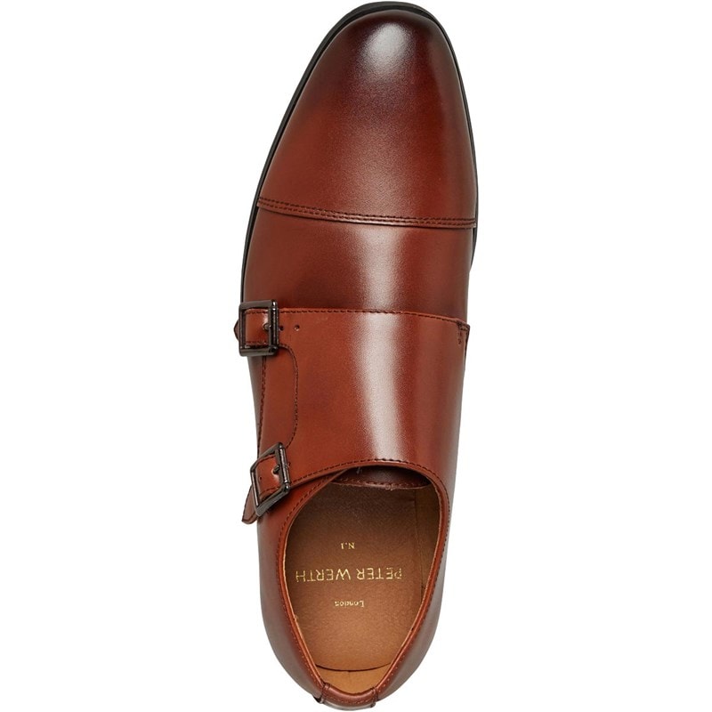 Peter Werth Mens Jacob Round Toe Double Strap Monk Shoes Burnished Brown - Image 4