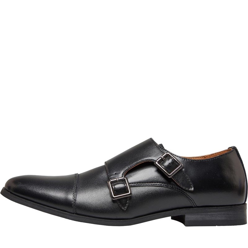 Peter Werth Mens Jacob Round Toe Double Strap Monk Shoes Black