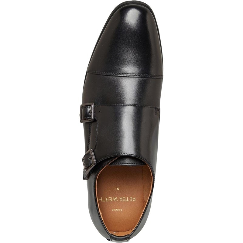 Peter Werth Mens Jacob Round Toe Double Strap Monk Shoes Black - Image 4