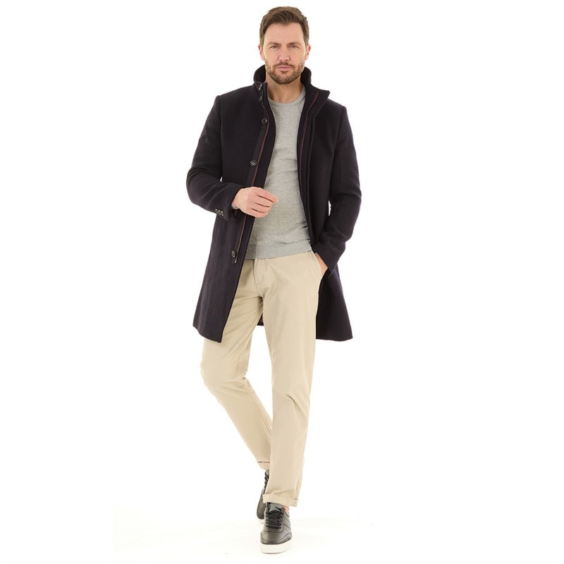 Feraud Mens Premium Funnel Neck Car Coat Navy - Image 4