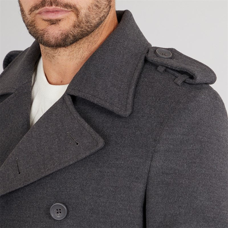 Feraud Mens Db Slim Fit Reefer Jacket Charcoal - Image 3
