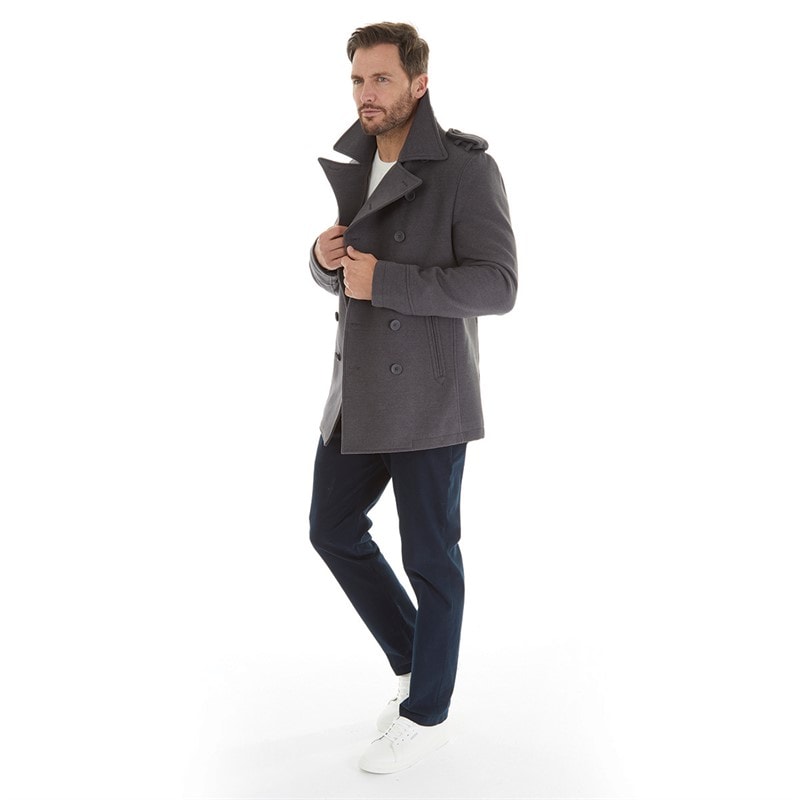 Feraud Mens Db Slim Fit Reefer Jacket Charcoal - Image 4