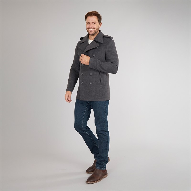 Feraud Mens Db Slim Fit Reefer Jacket Charcoal - Image 5