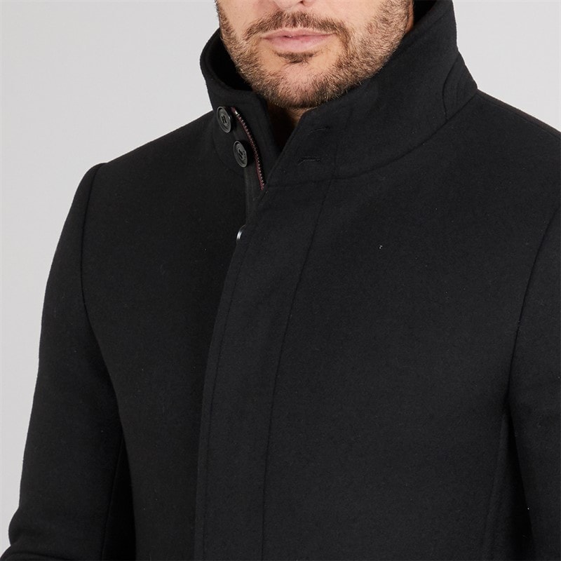 Feraud Mens Premium Funnel Neck Car Coat Black - Image 3