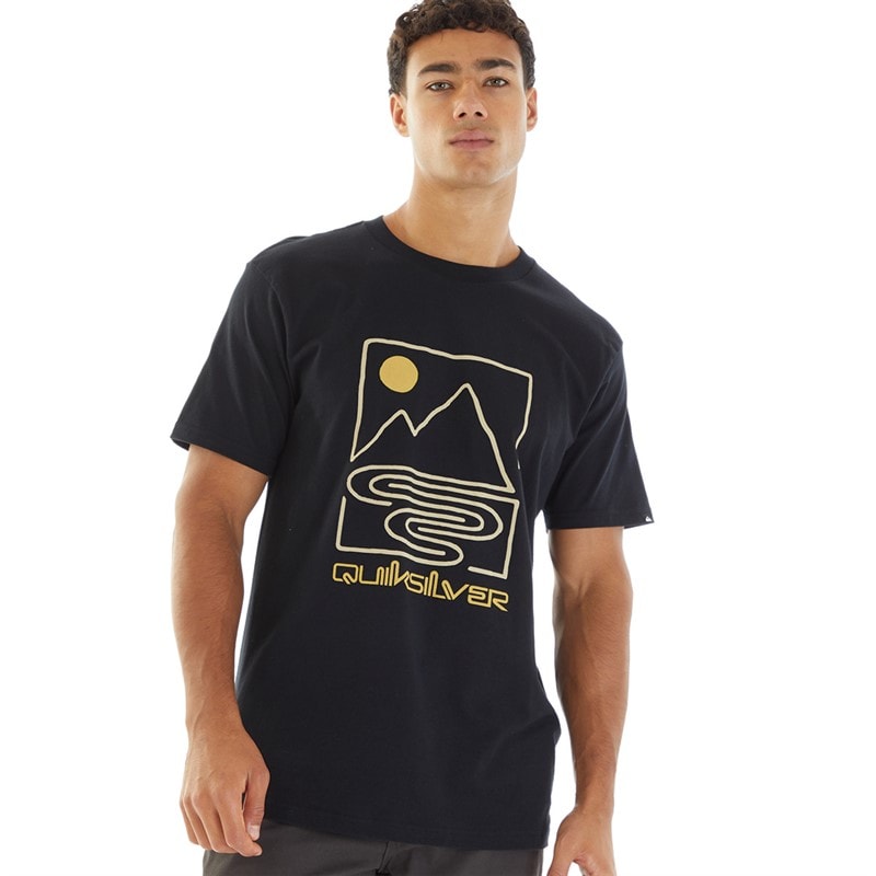 Quiksilver Mens Outline Mountains T-Shirt Black - Image 1