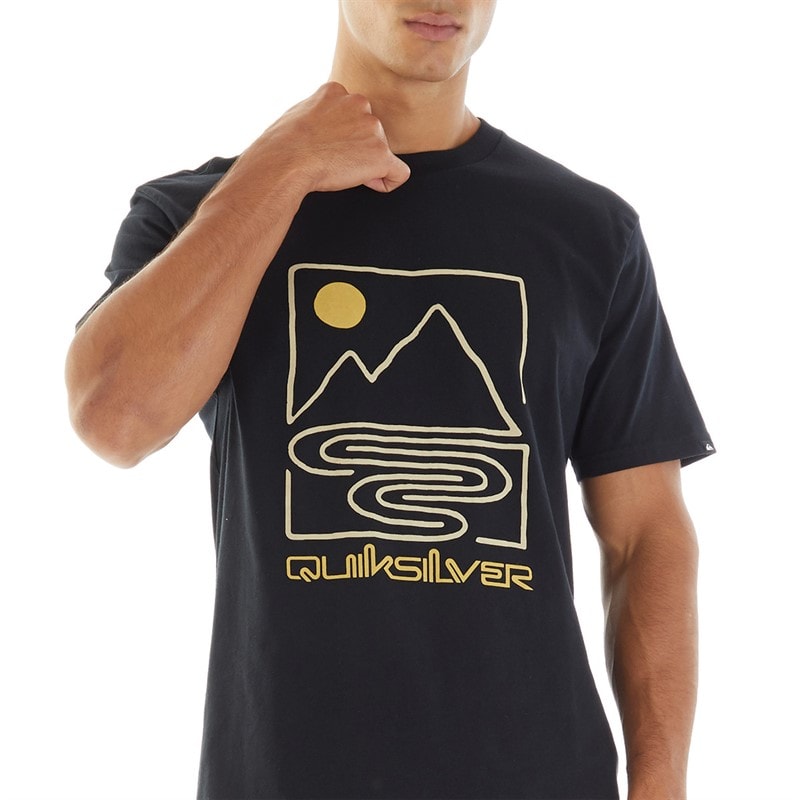 Quiksilver Mens Outline Mountains T-Shirt Black - Image 3