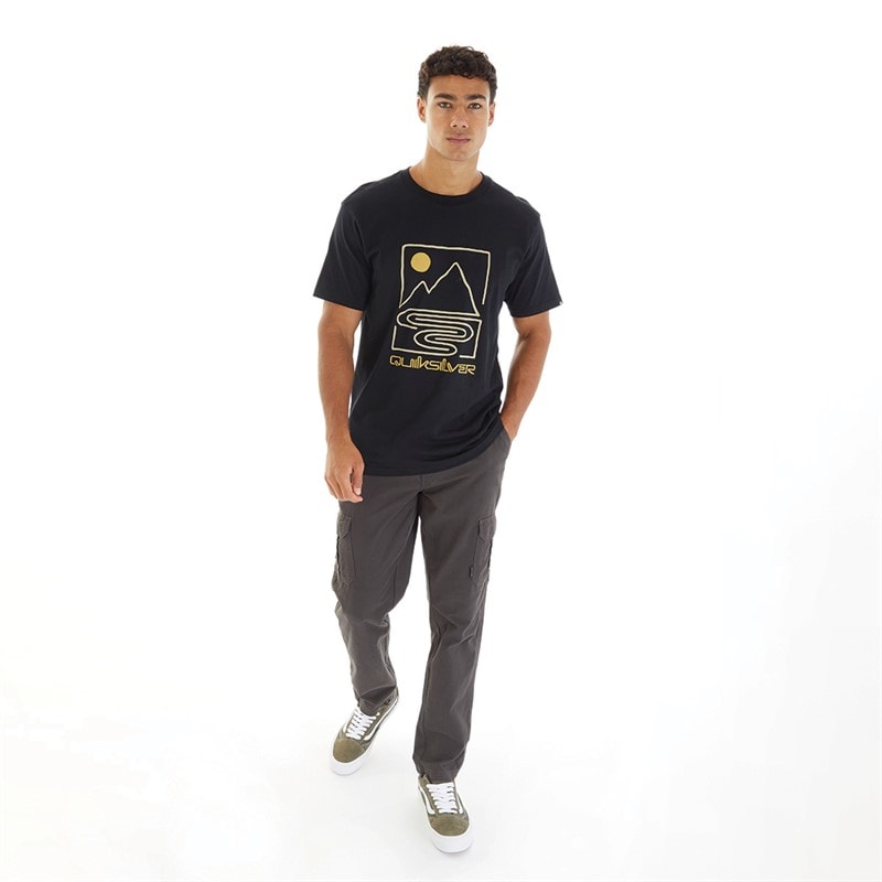 Quiksilver Mens Outline Mountains T-Shirt Black - Image 4