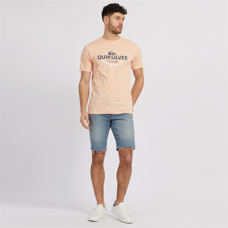 Quiksilver Mens Typed Out T-Shirt Peach Parfait - Image 3