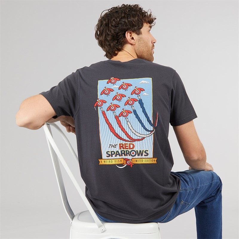 Weird Fish Mens Red Sparrows T-Shirt Navy - Image 1