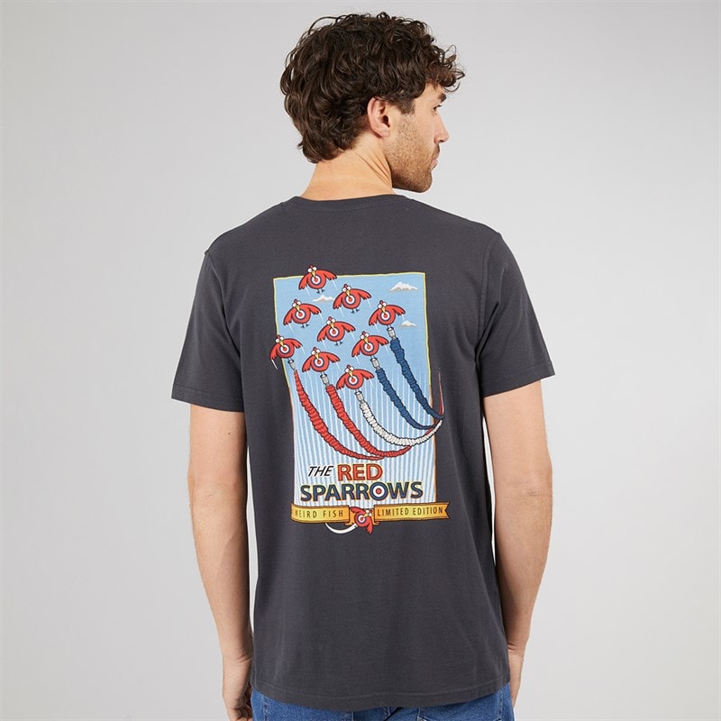 Weird Fish Mens Red Sparrows T-Shirt Navy - Image 3