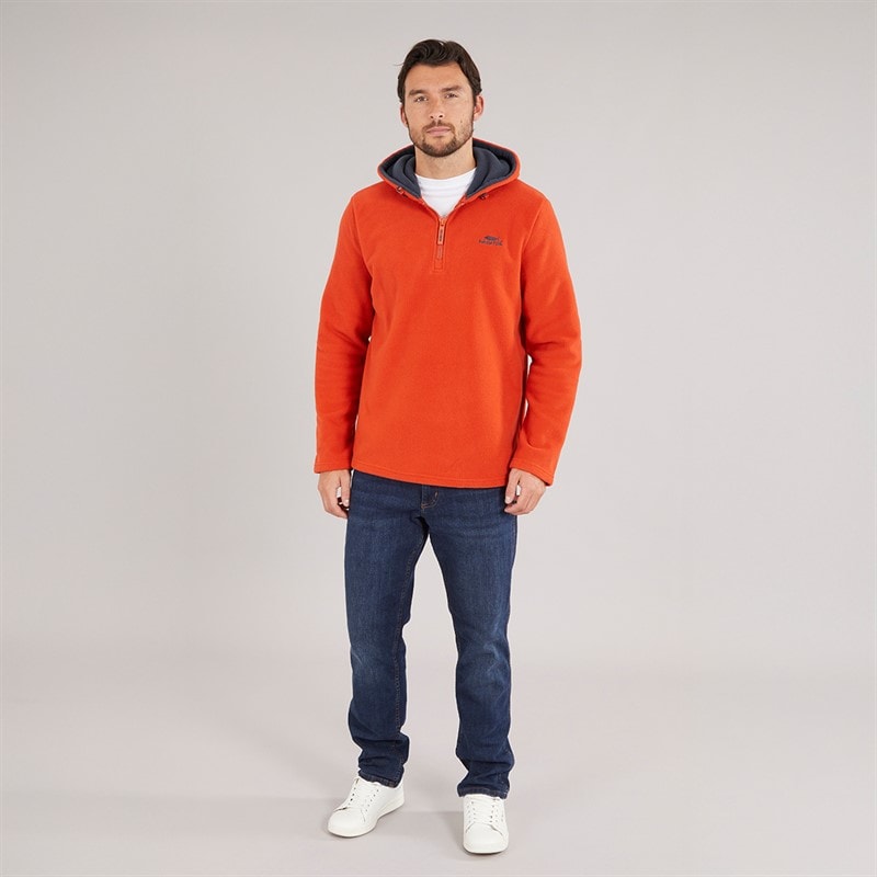 Weird Fish Mens Rupert Hooded Microfleece Fleece Rust Leaves - Image 4