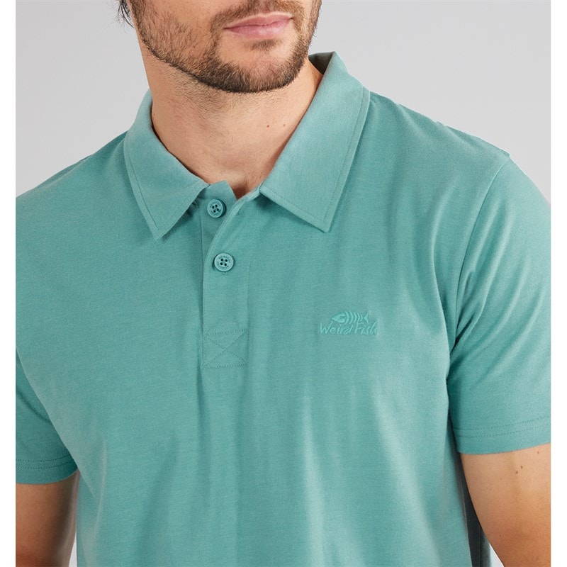 Weird Fish Mens Current Eco Polo Shirt Mineral Blue - Image 3