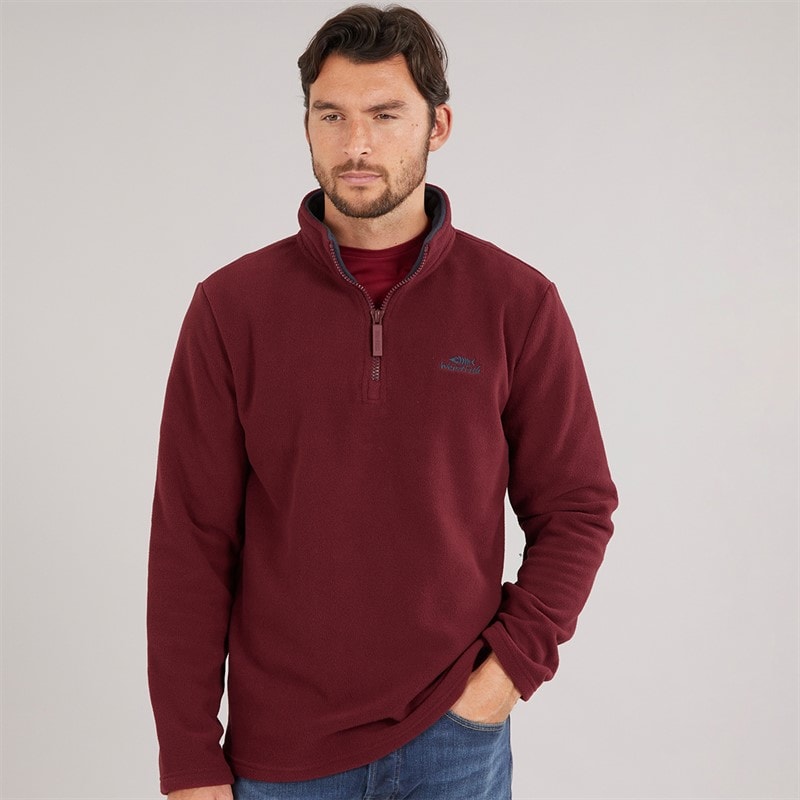 Weird Fish Mens Roland Quarter Zip Microfleece Antique Cherry - Image 1