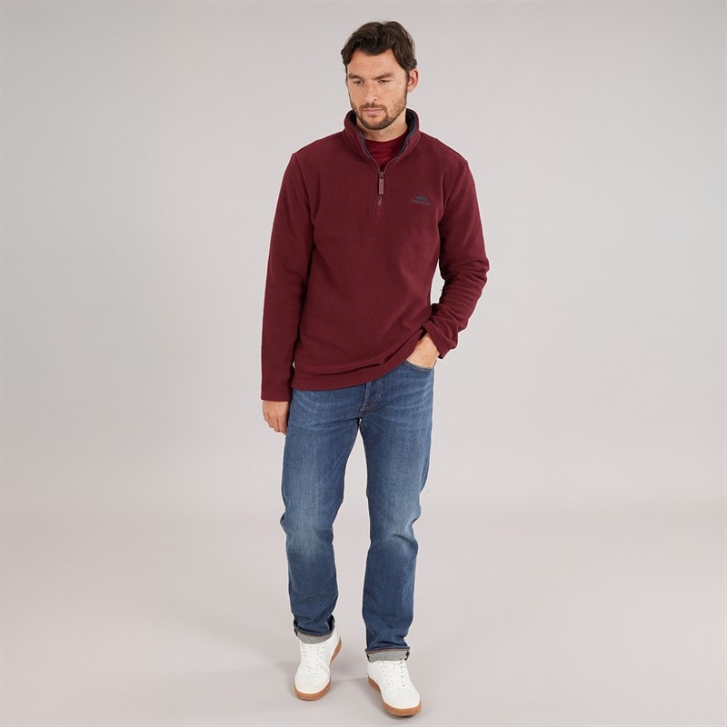 Weird Fish Mens Roland Quarter Zip Microfleece Antique Cherry - Image 4