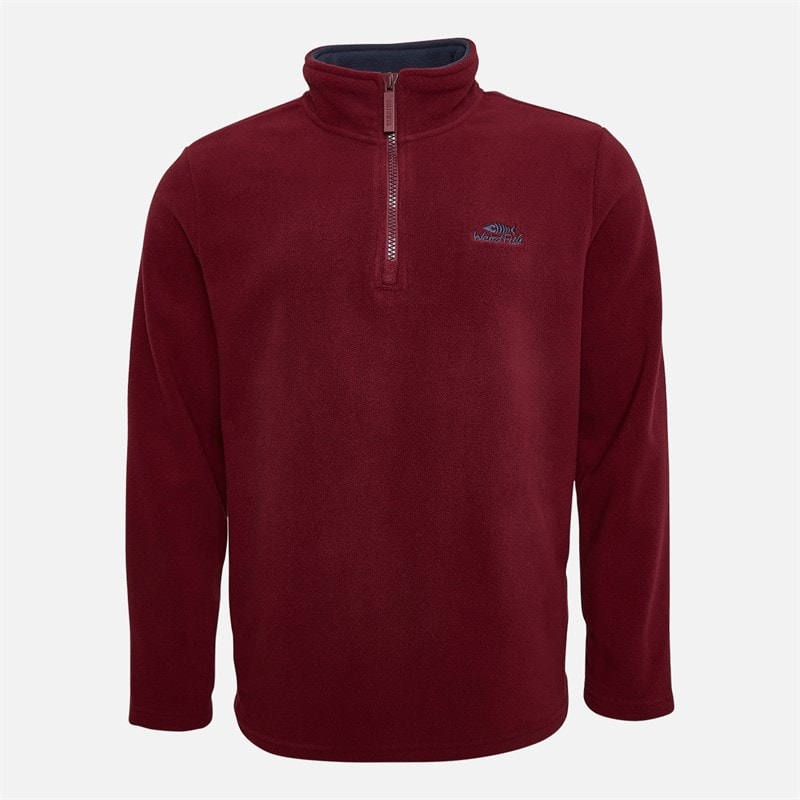 Weird Fish Mens Roland Quarter Zip Microfleece Antique Cherry - Image 5