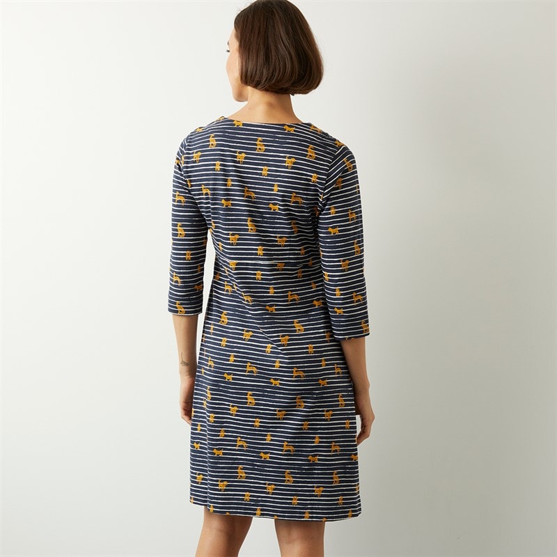Weird Fish Womens Esme Printed Jersey Dress Ochre - Image 2