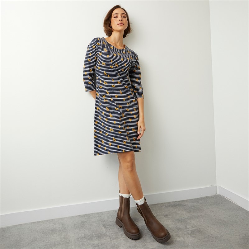 Weird Fish Womens Esme Printed Jersey Dress Ochre - Image 4
