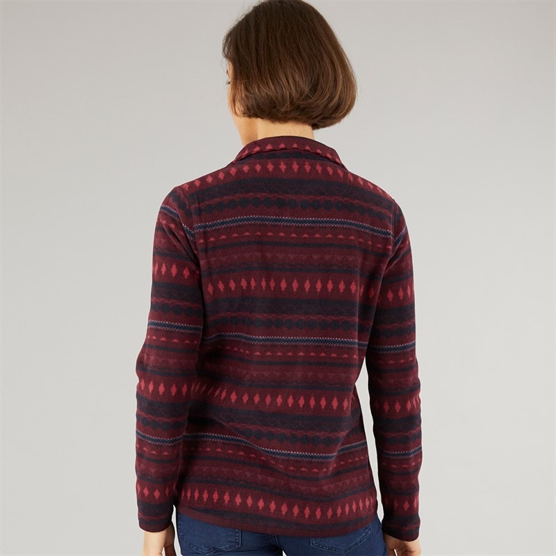 Weird Fish Womens Michelle Full Zip Printed Micro Fleece Aubergine - Image 2
