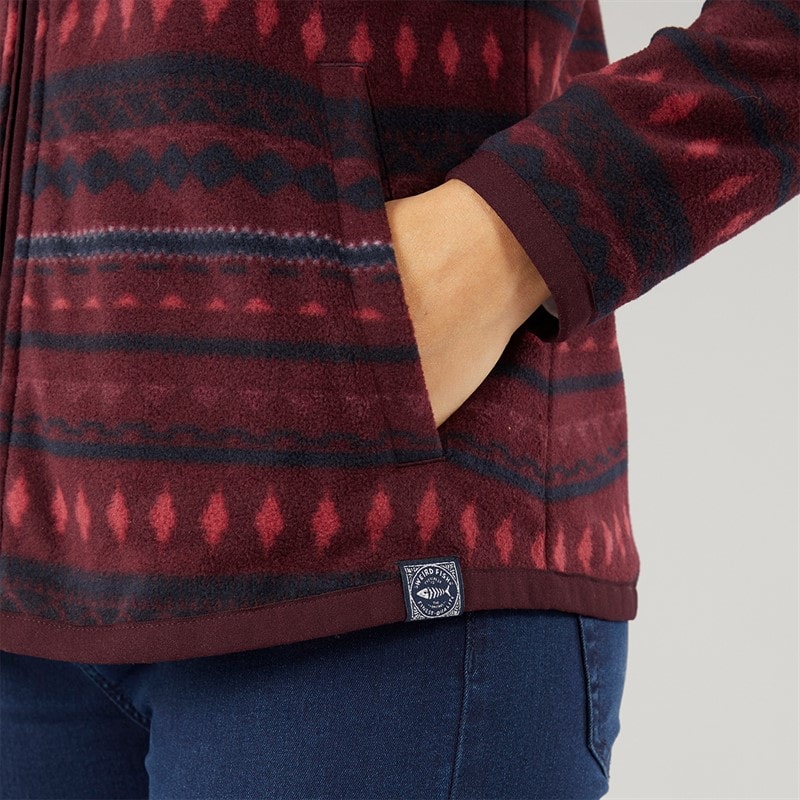 Weird Fish Womens Michelle Full Zip Printed Micro Fleece Aubergine - Image 3