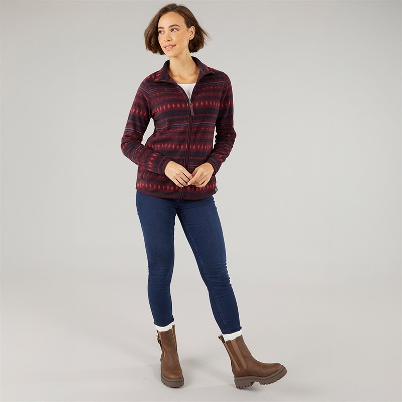 Weird Fish Womens Michelle Full Zip Printed Micro Fleece Aubergine - Image 4