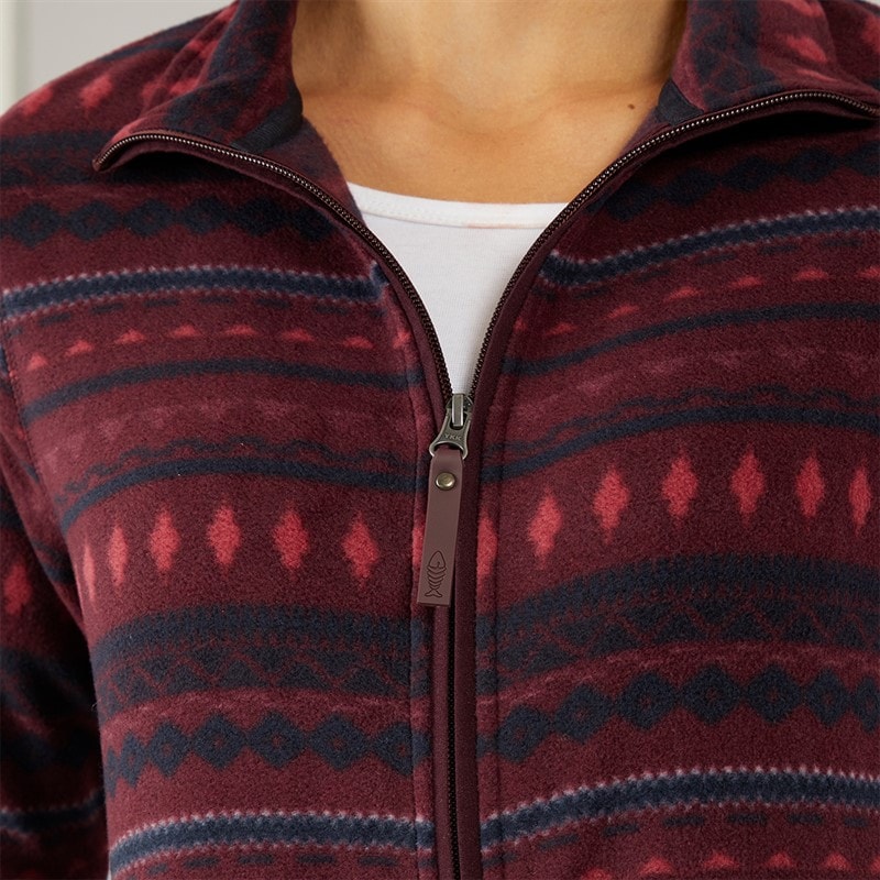 Weird Fish Womens Michelle Full Zip Printed Micro Fleece Aubergine - Image 5