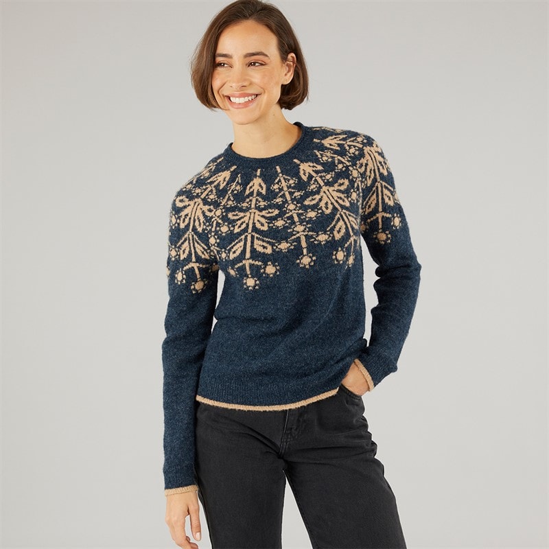 Weird Fish Womens Aaisha Eco Fair Isle Jumper Navy - Image 3