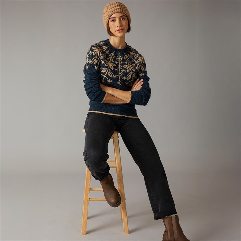 Weird Fish Womens Aaisha Eco Fair Isle Jumper Navy - Image 4
