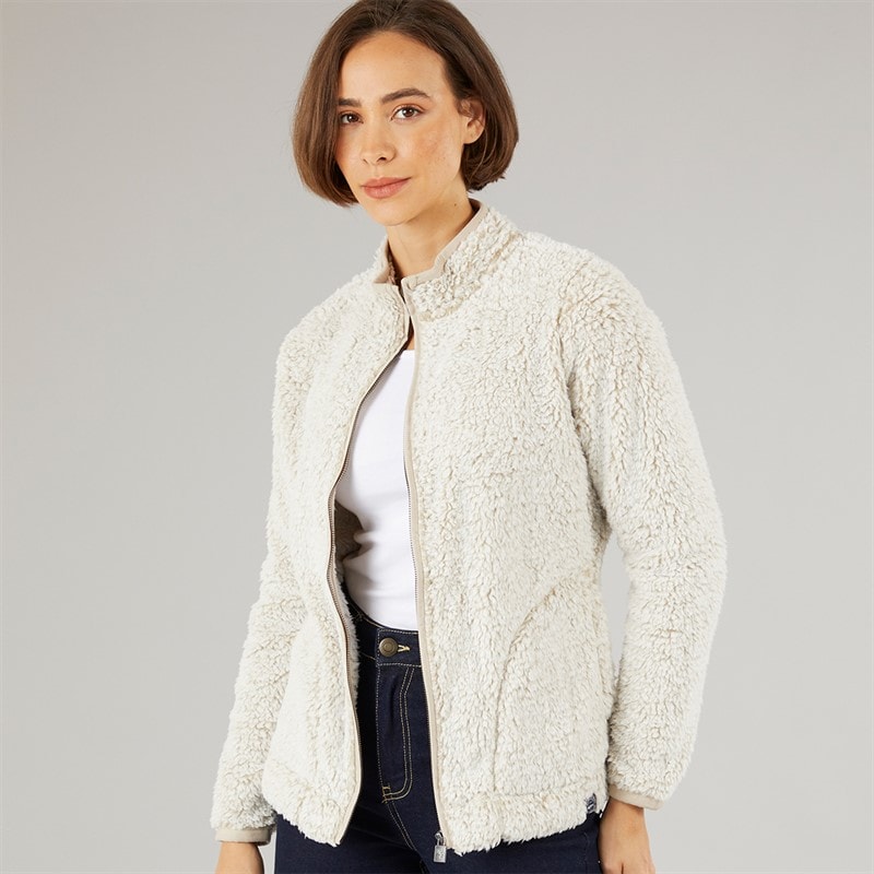 Weird Fish Womens Aurora Cosy Full Zip Fleece Beige - Image 3