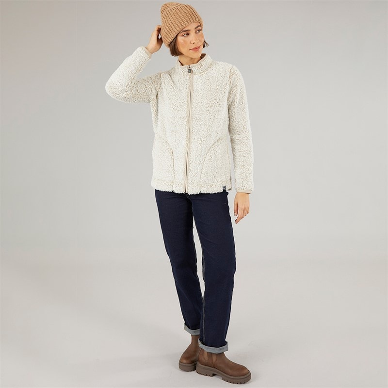 Weird Fish Womens Aurora Cosy Full Zip Fleece Beige - Image 4