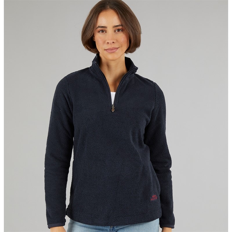 Weird Fish Womens Celina Eco 1/4 Zip Textured Fleece Midnight - Image 1