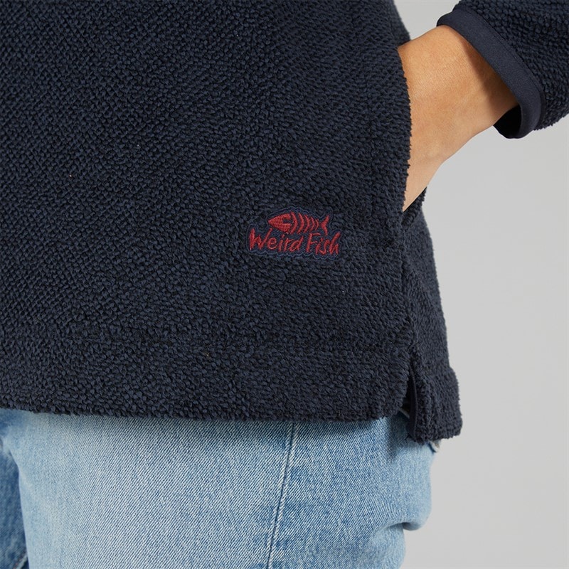 Weird Fish Womens Celina Eco 1/4 Zip Textured Fleece Midnight - Image 3