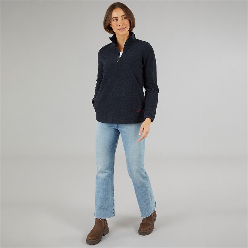Weird Fish Womens Celina Eco 1/4 Zip Textured Fleece Midnight - Image 4