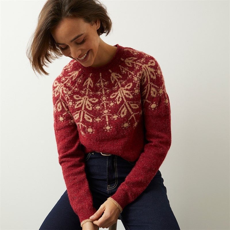 Weird Fish Womens Aaisha Eco Fair Isle Jumper Rhubarb - Image 3