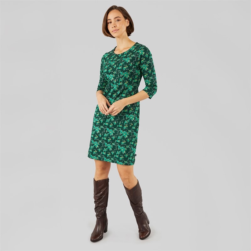 Weird Fish Womens Matilda Printed Jersey Dress Forest Night - Image 4