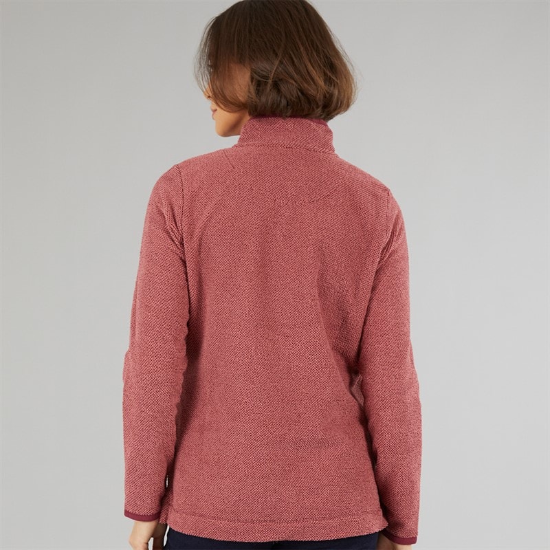 Weird Fish Womens Celina Eco 1/4 Zip Textured Fleece Garnet - Image 2