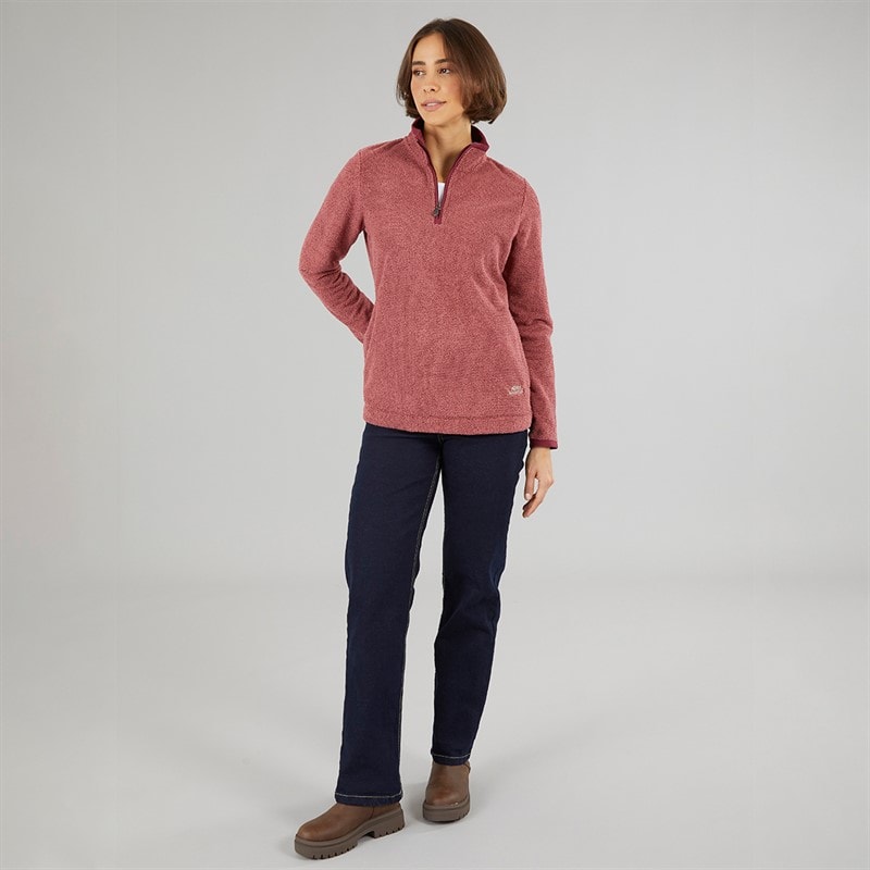 Weird Fish Womens Celina Eco 1/4 Zip Textured Fleece Garnet - Image 4