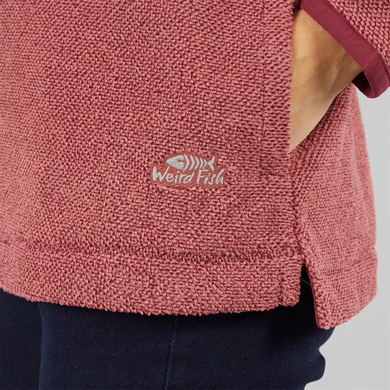 Weird Fish Womens Celina Eco 1/4 Zip Textured Fleece Garnet - Image 5