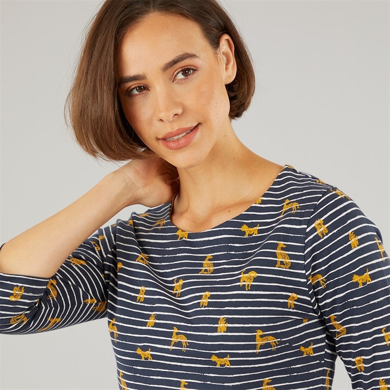 Weird Fish Womens Miriam Printed Jersey T-Shirt Ochre - Image 3