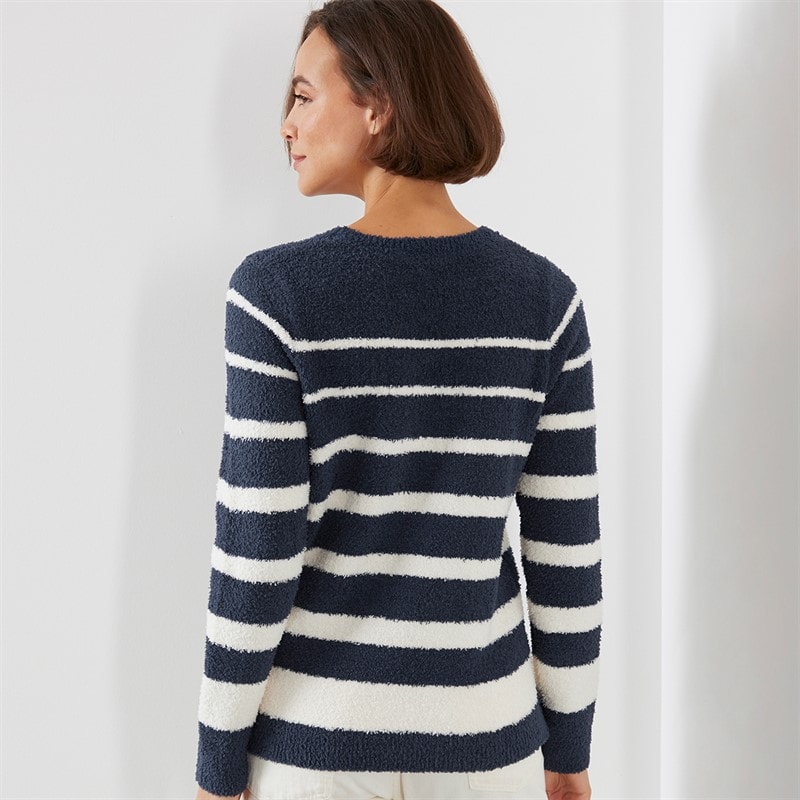 Weird Fish Womens Chiara Cosy Knit Stripe Jumper Navy - Image 2