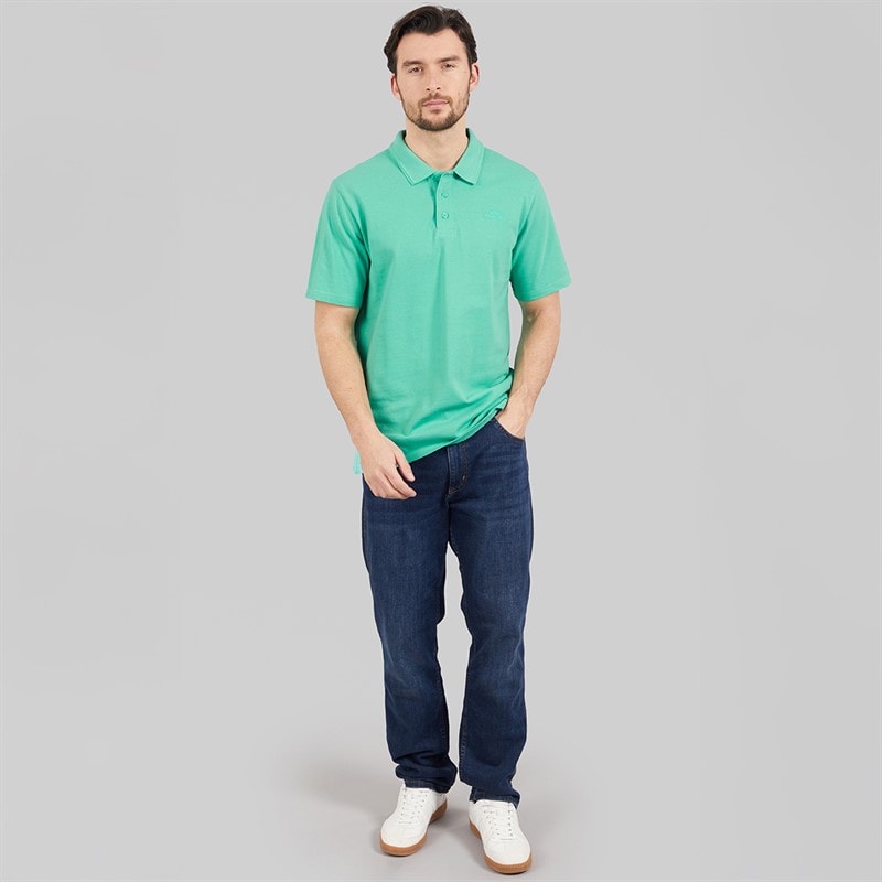 Weird Fish Mens Claus Organic Cotton Pique Polo Shirt Aqua Marine - Image 3