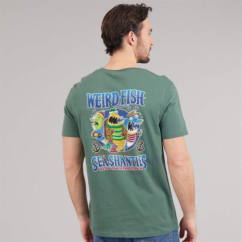 Weird Fish Mens Sea Shanties Artist T-Shirt Dusky Green - Image 3