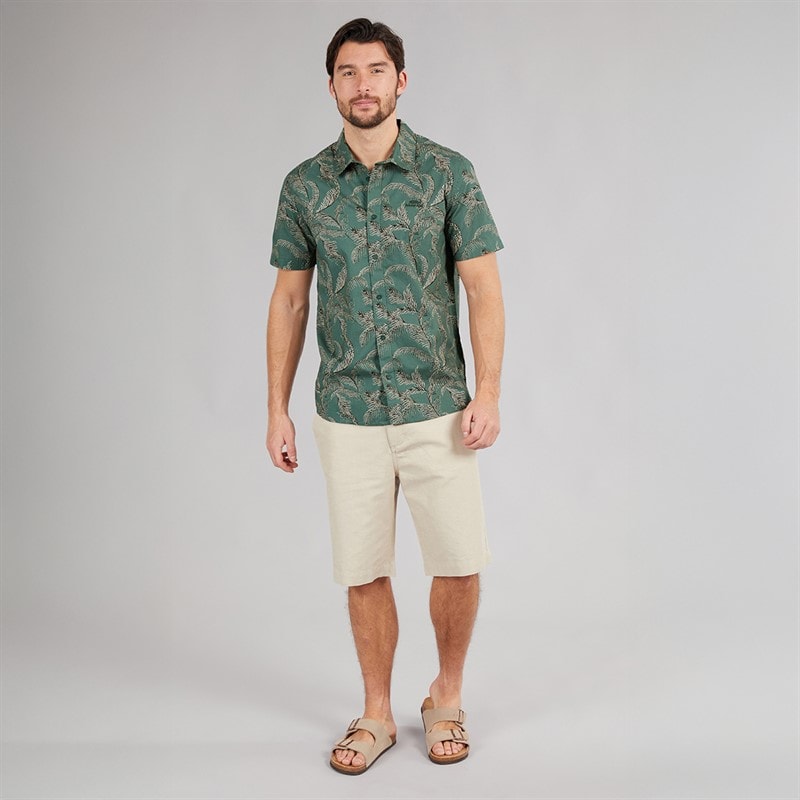 Weird Fish Mens Rafe Short Sleeve Printed Shirt Dusky Green - Image 3