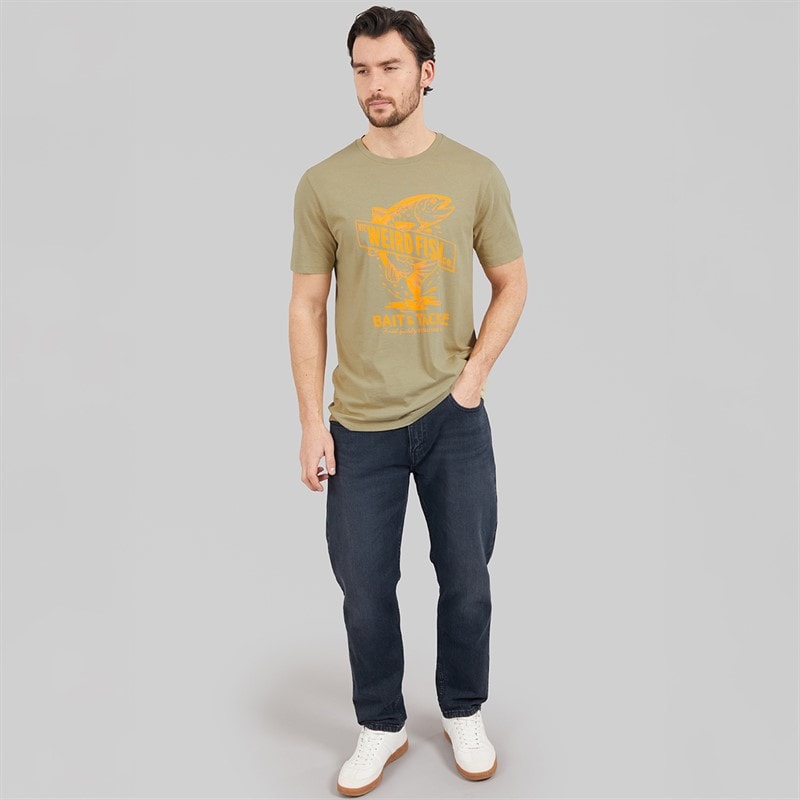 Weird Fish Mens Finflight Graphic T-Shirt Laurel Green - Image 3